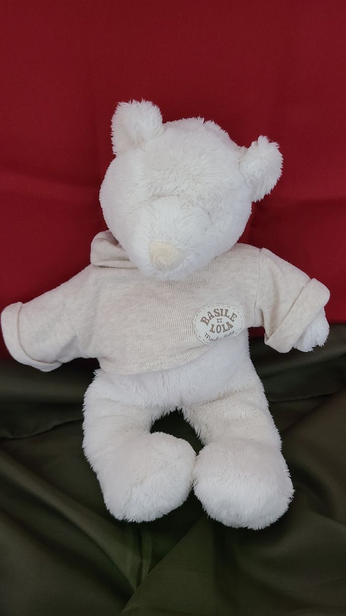 MOULIN ROTY  DOUDOU OURS BASILE ET LOLA BLANC ECRU PULL - photo numéro 2