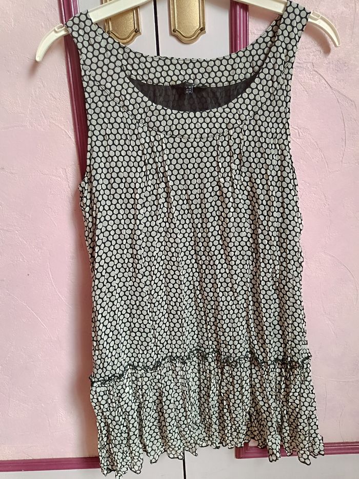 Blouse noire et écru Etam T.38 - photo numéro 9