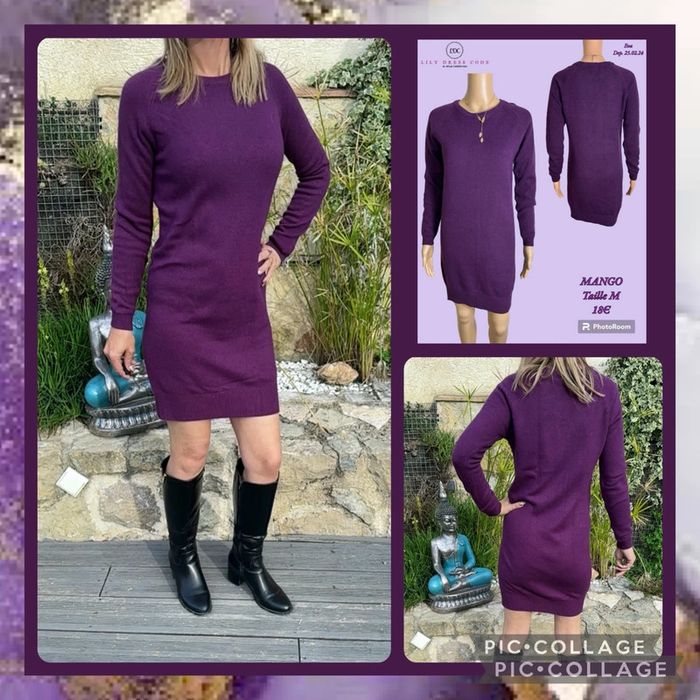 💜 Robe pull violette Mango – Taille M SOLDÉ -20% (vidéo portée dispo ) 💜