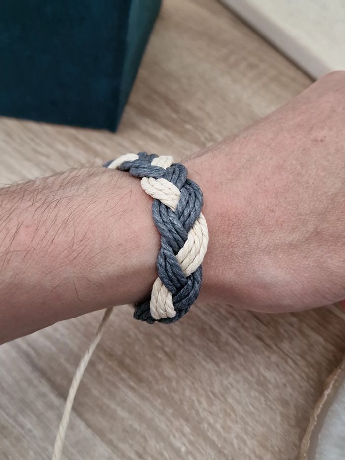 Bracelet Tressé Gris Beige - photo numéro 2
