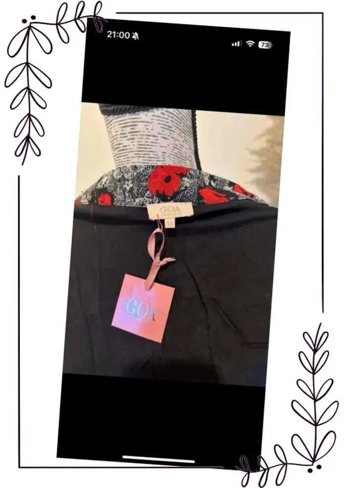 Jupe longue portefeuille GOA rouge floral T L neuve - photo numéro 7