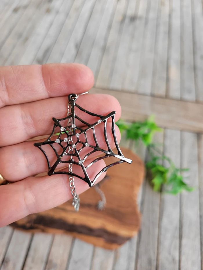 Boucles d'oreilles fantaisies toile d'araignée et sa toile - photo numéro 7