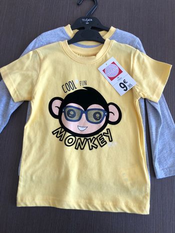 lot 2 tee shirt garcon manches longue courte tissaia 110 cm 5 ans 
