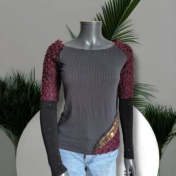 Tee shirt longue manche - noir et bordeaux