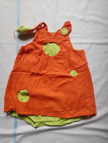 Robe orange body intégré motif pistache