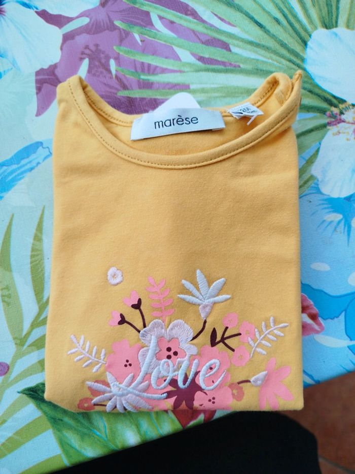 #tee shirt#jaune#motif fleuri
