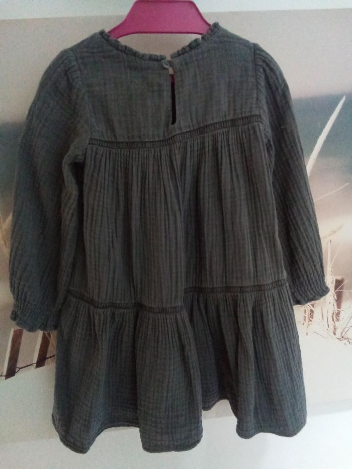 Robe grise manches longues en gaze de coton Zara 18/24 mois - photo numéro 7