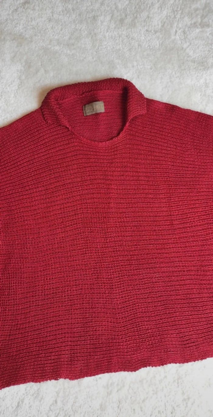 Magnifique pull Zuza Bart marque d'exception rouge terracotta 100% lin ample avec petit col - photo numéro 6