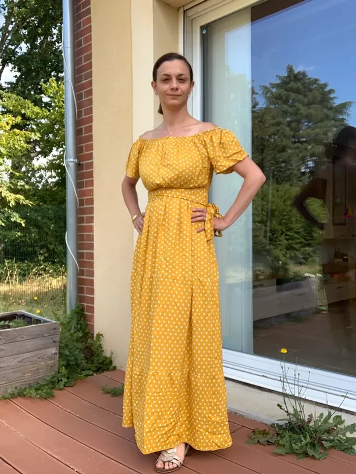 Robe longue col bardot Shein 36