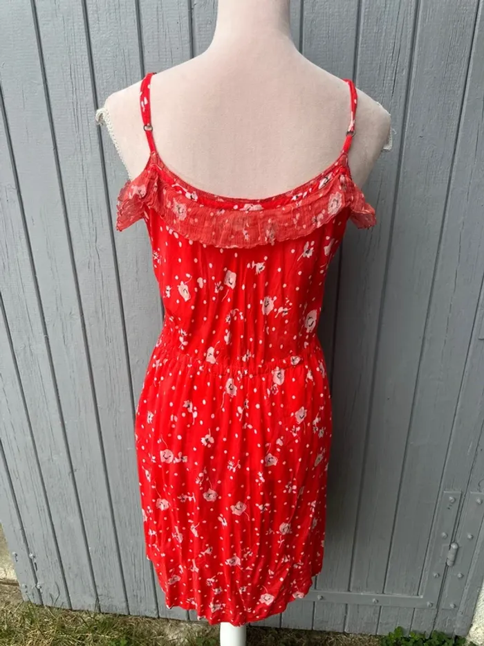 Robe d’été coloré décolleté blanche rouge fleurie légère doublée one step 36/S - photo numéro 4