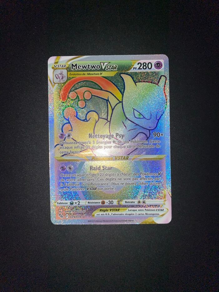 Carte Pokémon Mewtwo Vstar 079/078 secrète Rainbow Pokémon go - photo numéro 3