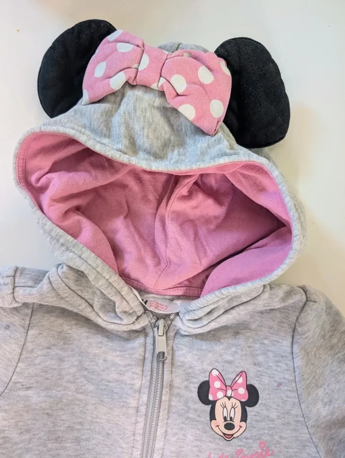 Gilet sweat shirt Disney Minnie 3- 4 ans avec oreilles souris - photo numéro 3