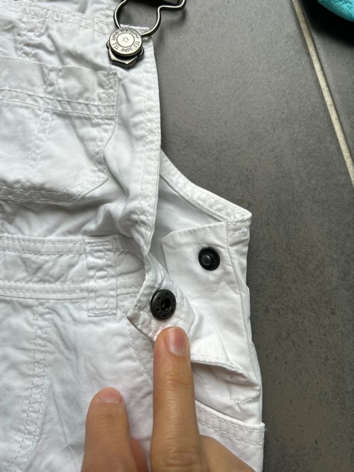 Ensemble 2 articles: salopette blanche et t-shirt col tunisien turquoise bébé garçon - photo numéro 7