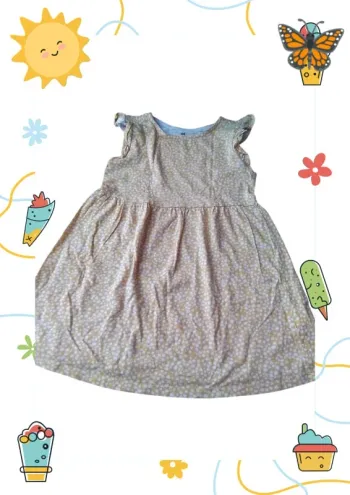 Robe jaune à fleurs blanche