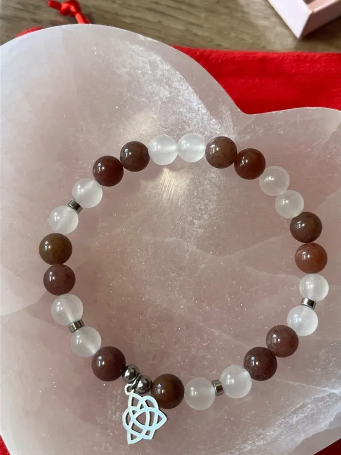 Bracelet 100%pierres naturelles jade blanc aventurine violette - photo numéro 2