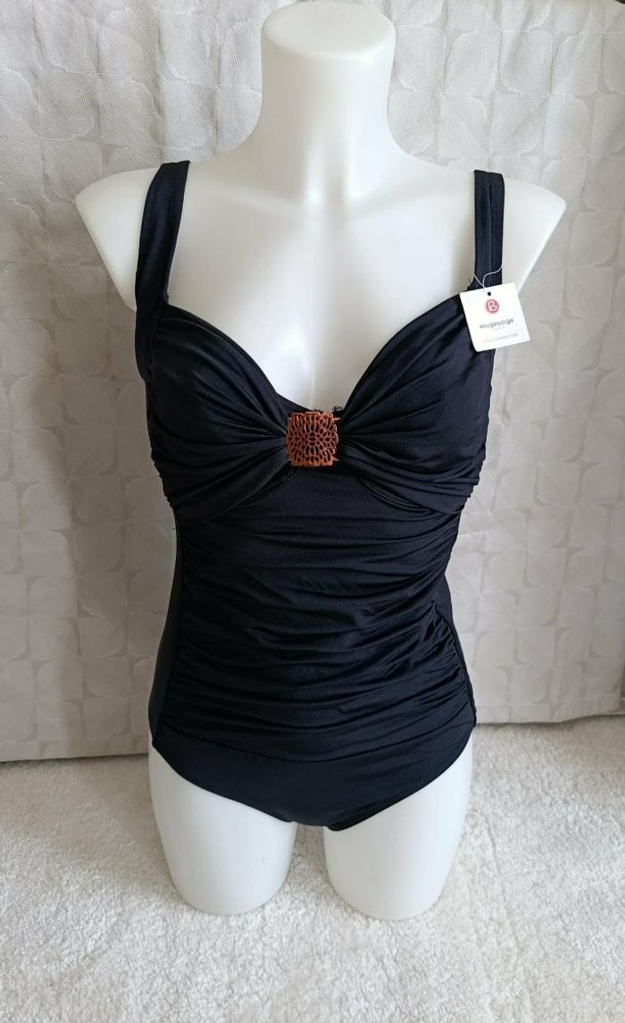 Maillot de bain une pièce Rougegorge noir boucle dorée neuf 90C - photo numéro 2