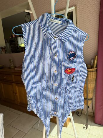 Chemise rayure blanche marine sticker femme  taille S
