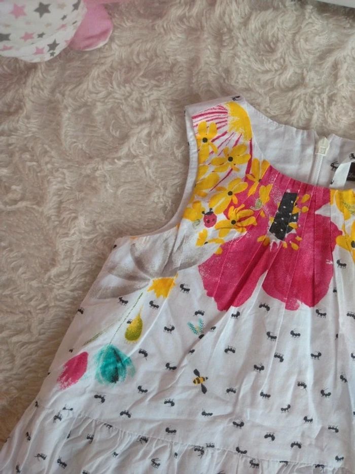 Robe doublée été Fille 18 mois Fleurs Fourmi Catimini 100% coton - photo numéro 3