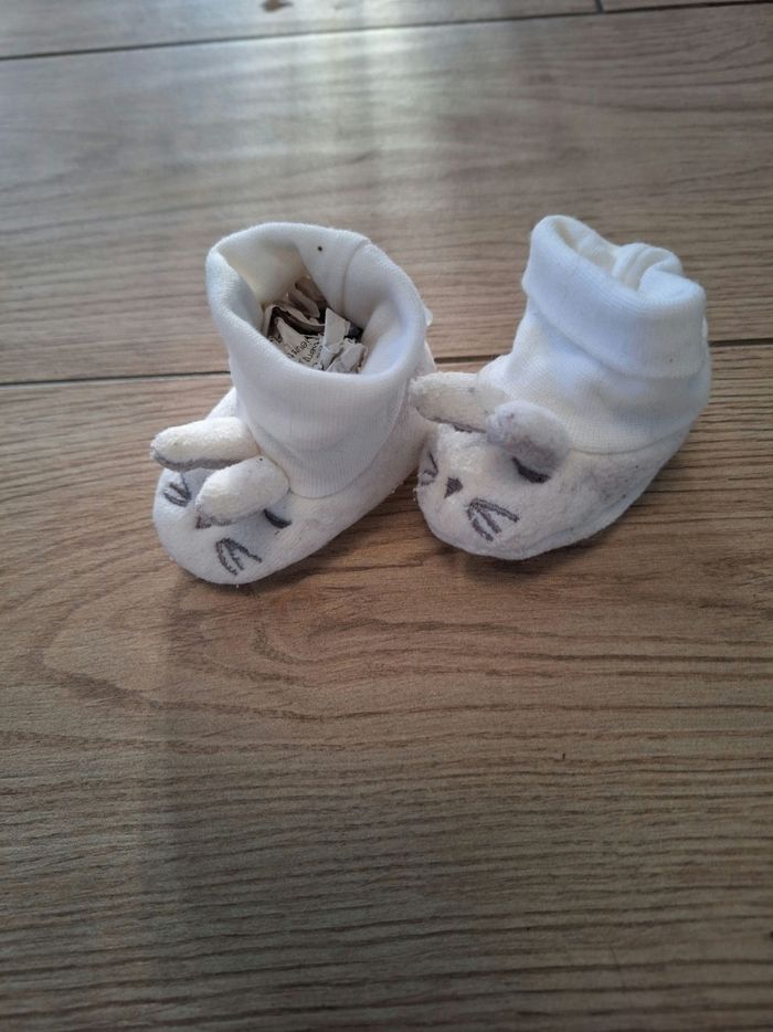 Chaussons bébé mixtes blancs 0/3 mois