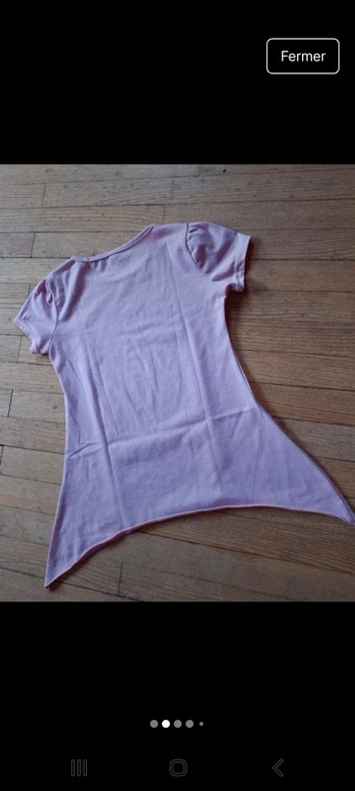 T-shirt fille rose asymétrique - photo numéro 2