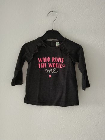 tee shirt noir à volants fille 12 mois Tex