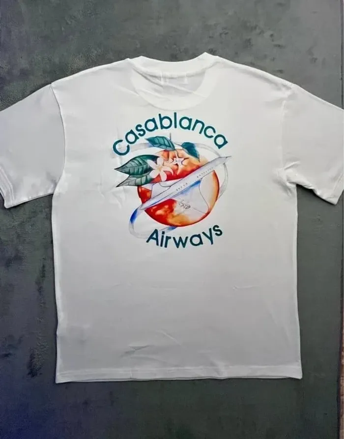 T-shirt Casablanca Crewneck – Blanc à Motif – Taille M