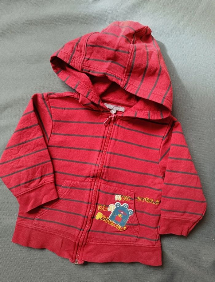 Sweat zippé rouge - photo numéro 2