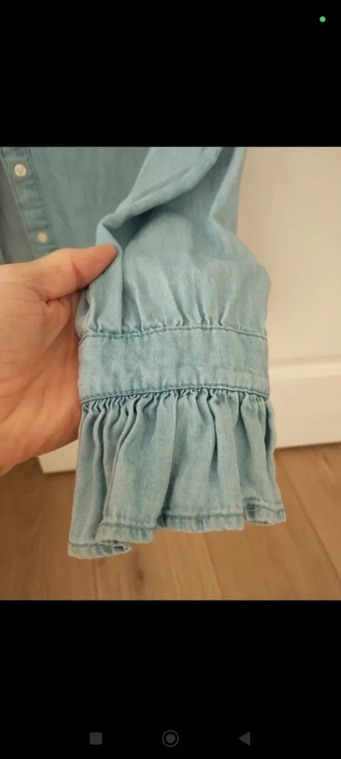 Chemise en jean à volants bleue claire denim co 34 - photo numéro 4