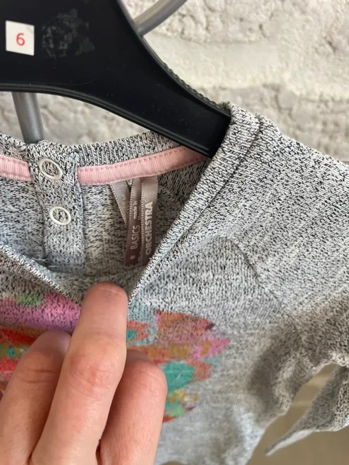 Tee shirt fille mi saison orchestra 3 ans gris manches longues - photo numéro 2