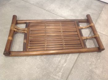 Plateau de service style ethnique en bambou marron