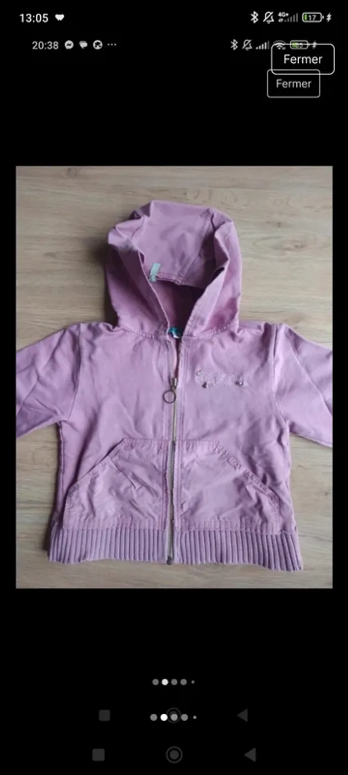gilet zippé à capuche lilas avec breloques étoiles avec poches ooxoo 6ans - photo numéro 3