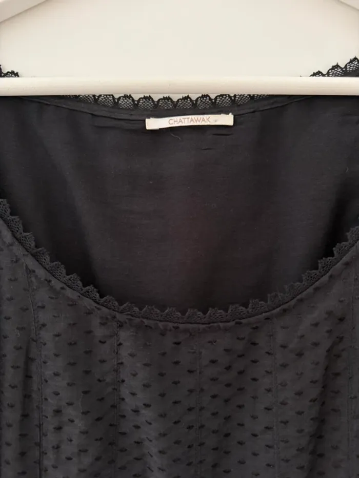 Superbe robe noire fluide en soie et coton Chattawak neuve 38 M - photo numéro 5