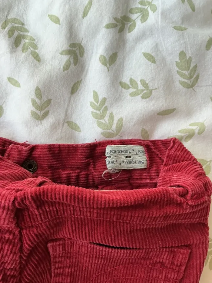 pantalon en velours bordeaux taille réglable 12 mois bout'chou - photo numéro 7