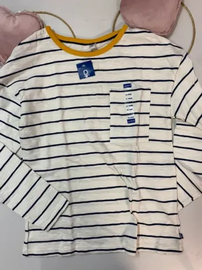 Pull fin garçon - neuf - marinière - Okaïdi - Taille 12 ans - photo numéro 2