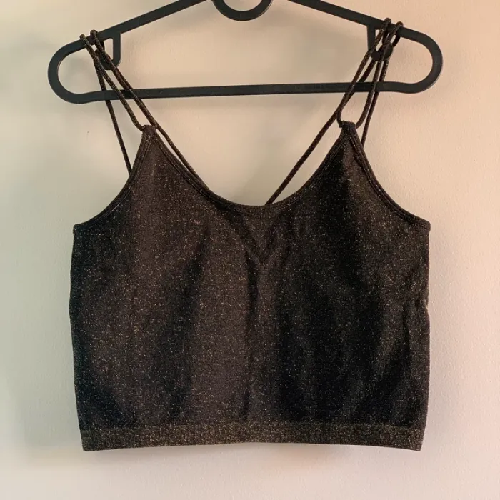 Crop top noir pailleté