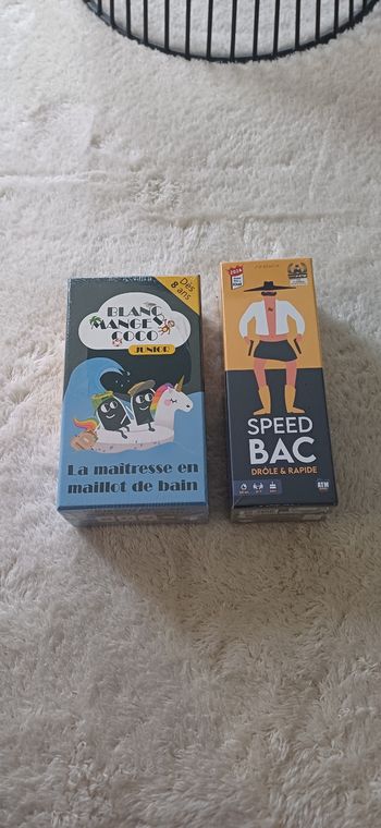 2 jeux neufs sous blister blanc manger coco junior et speed bac drôle et rapide