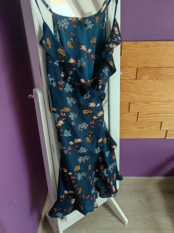 Robe été fleurie bleue marine Vero moda taille S cache cœur