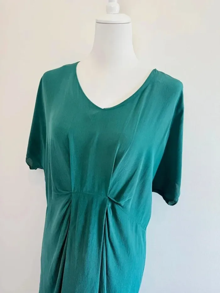 Robe en soie Comptoir des cotonniers turquoise taille 36 parfait état - photo numéro 2