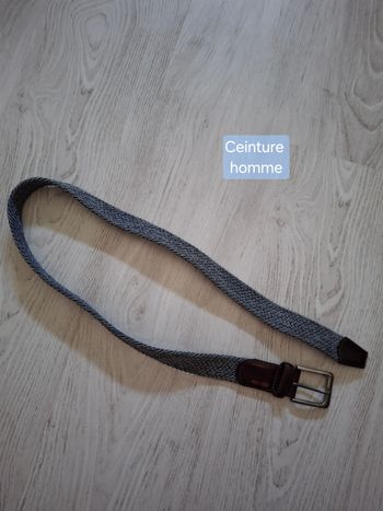 Ceinture homme tissu bleu blanc marron taille ajustable