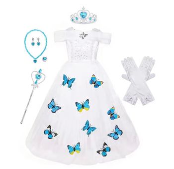 Déguisement robe princesse blanche papillon et ces accessoires Taille 3-8ans