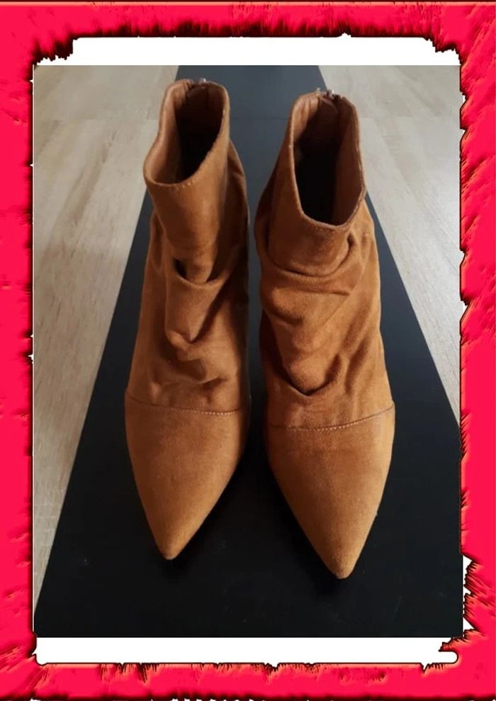 Bottines plissé couleur camel taille 39 - photo numéro 4