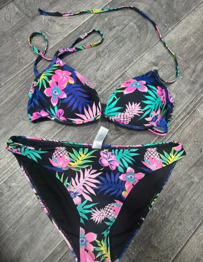 Maillot de bain femme tropical deux pièces