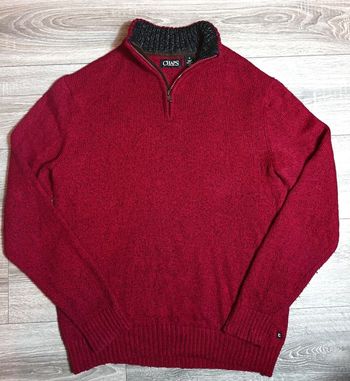 Pull chaps col quart zip rouge taille M homme