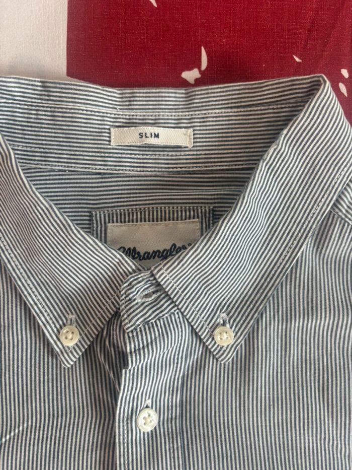 Chemise Wrangler bleu et blanc à rayures taille L - photo numéro 3