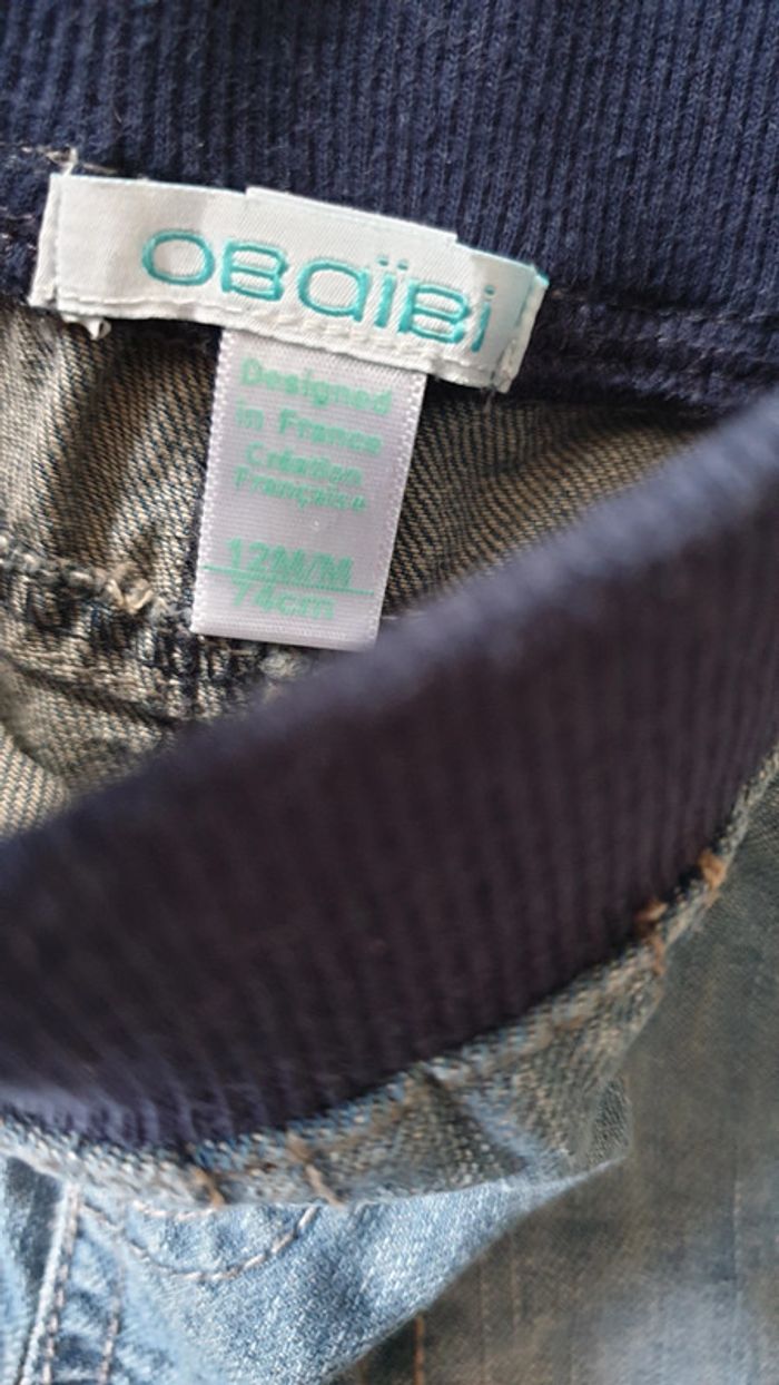 Jeans bébé garçon, taille élastique, taille 12 mois, Obaïbi - photo numéro 3
