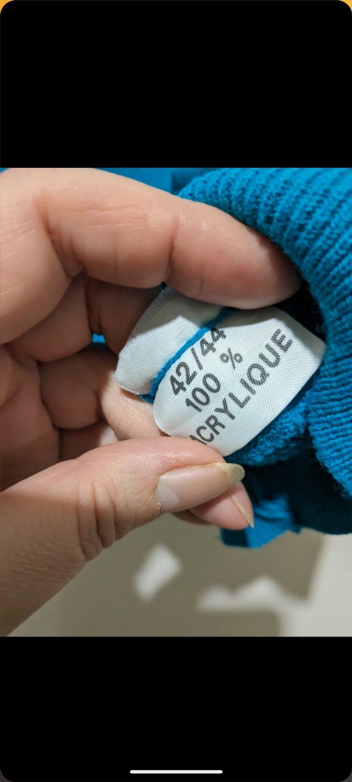 Beau pull vintage col roulé bleu. - photo numéro 4