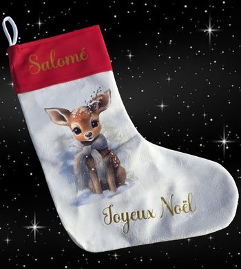Chaussette de Noël personnalisée biche