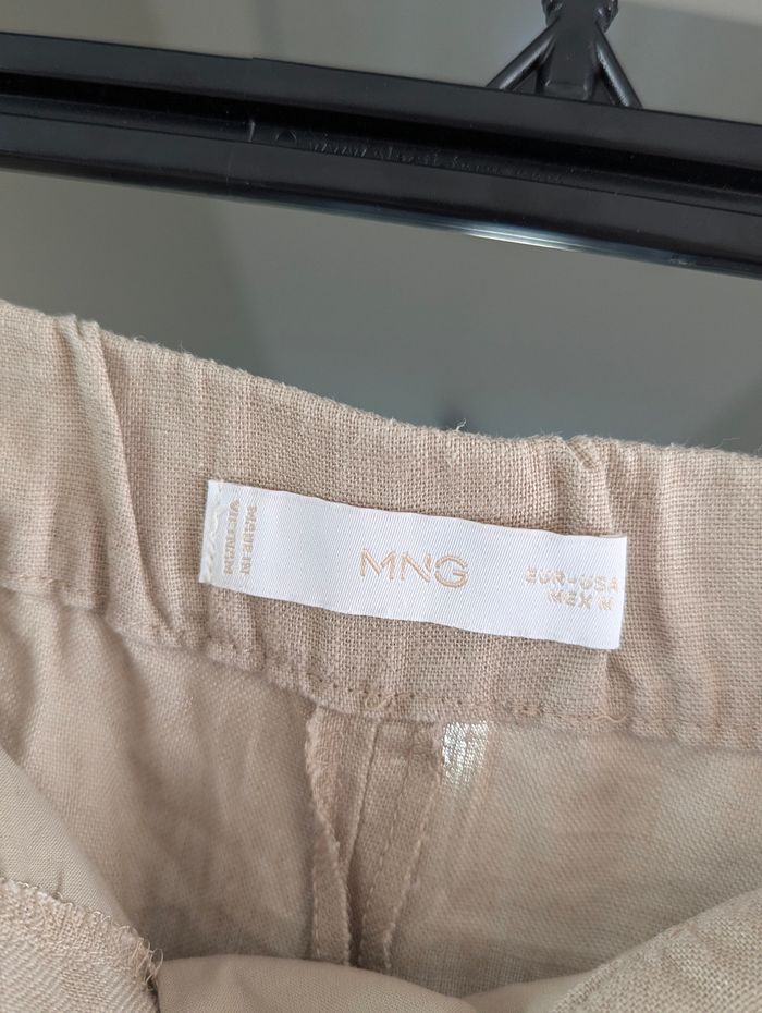 Pantalon mango beige pour femme taille M lin - photo numéro 2