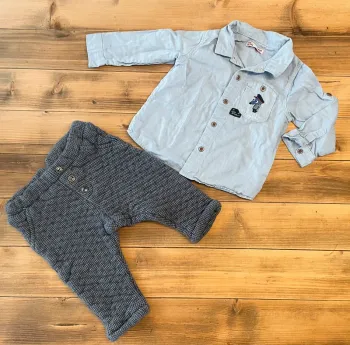 Ensemble chemise et pantalon pied-de-poule 12 mois