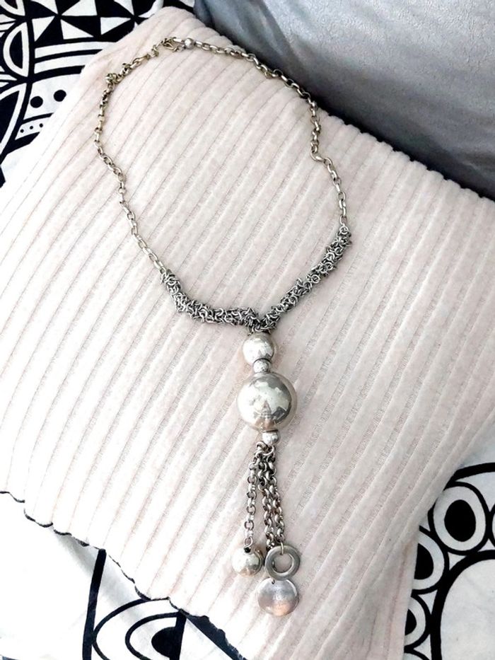 Magnifique collier sautoir métal couleur argenté - photo numéro 2